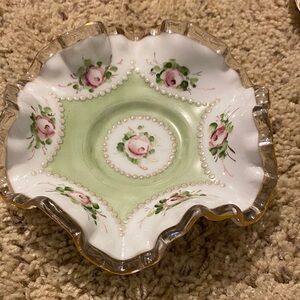 Floral Decorative Bowl with Ruffled Edge